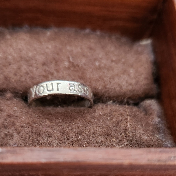 Sterling Silver "Dance Your A** Off" Engraved Ring Size 6.25 - Picture 2 of 9